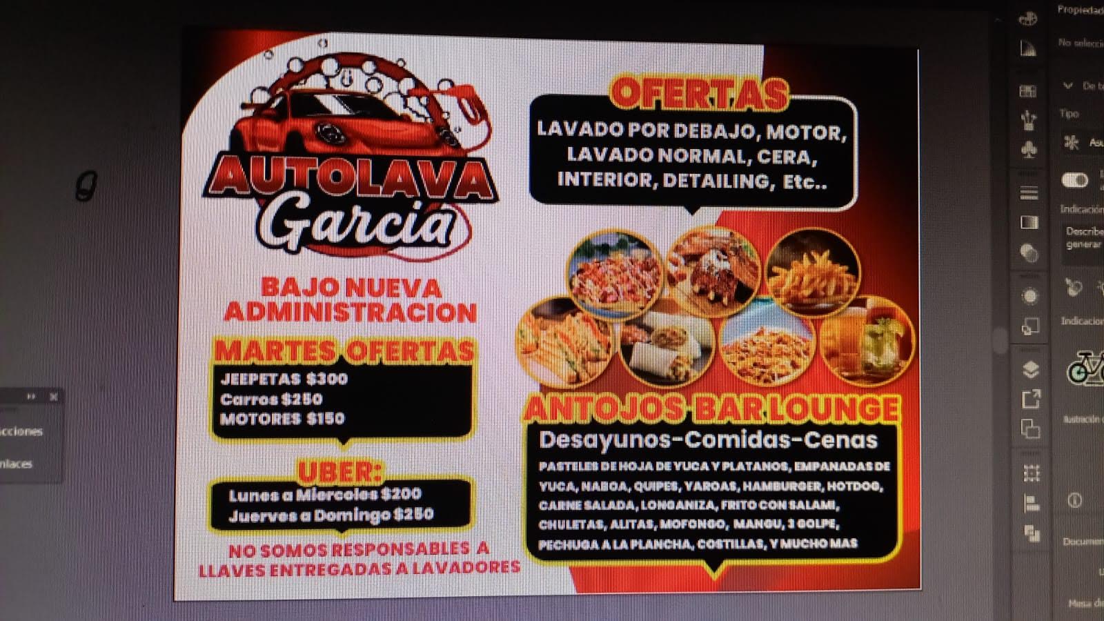 Volante Auto Lava Garcia y Antojos Bar Lounge: ofertas y platos
